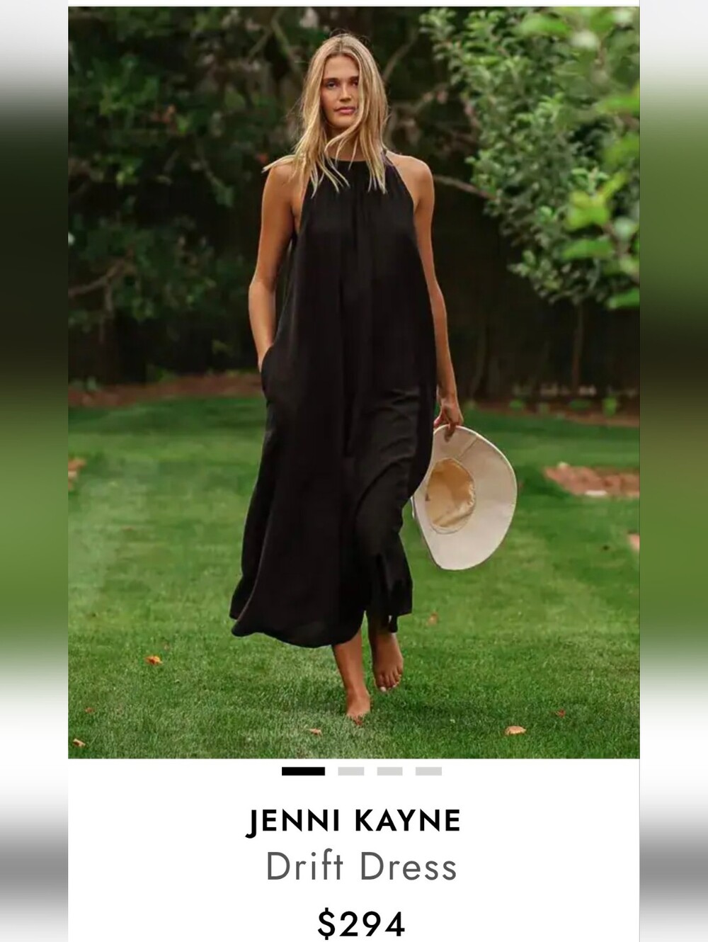 Jenni Kayne Drift Dress Black Halter Maxi Sleeveless Silk Blend  NWT - Picture 2 of 14